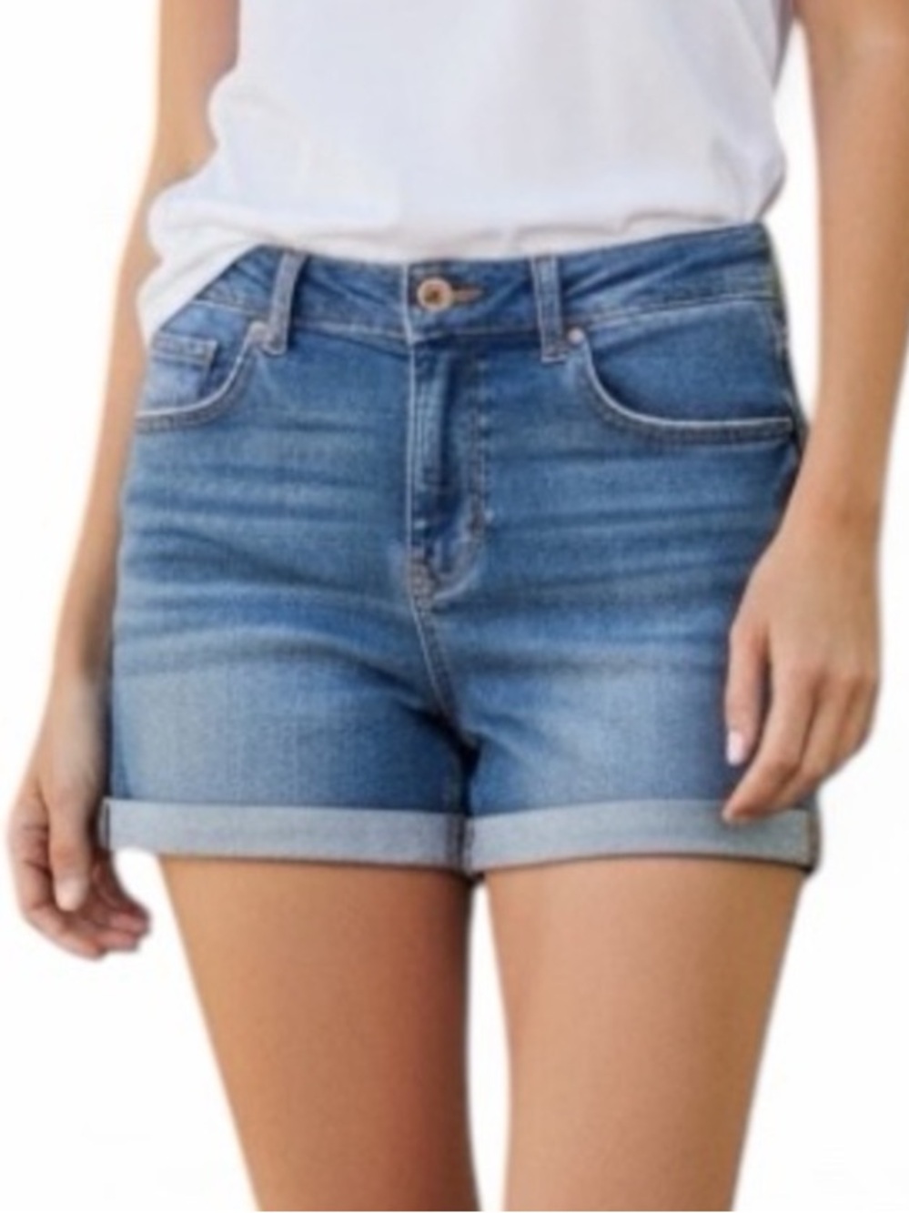 EUC KanCan Blue Rolled Hem Denim Shorts Size 28